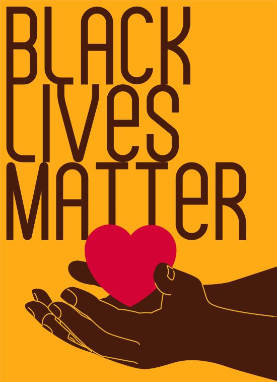 Black Lives Matter poster with illustration of hands holding a heart