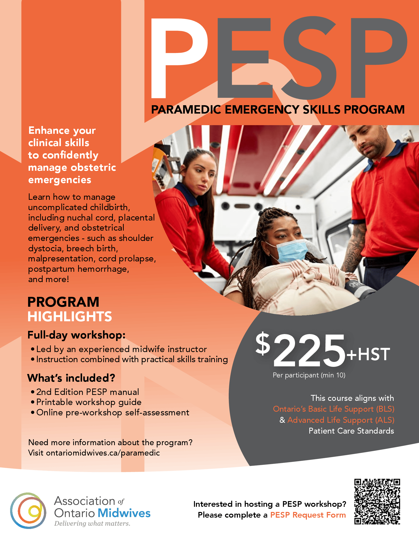PESP Promotional Poster – Paramedic Emergency Skills Program, full-day workshop