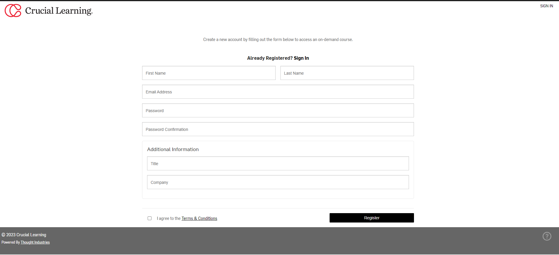 Crucial Conversation Registration Page