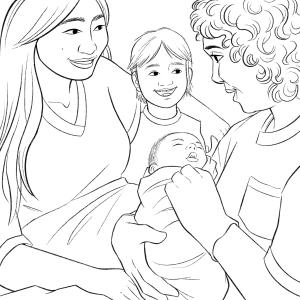 Midwife-inspired colouring page