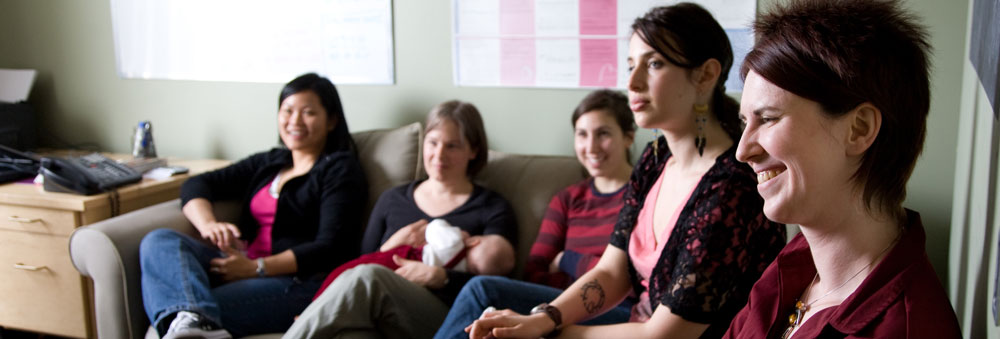 Midwives at a practice meeting