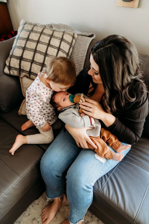 Midwifery client Jaime VanderHeiden with her children.