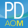 Blue background with text "PD AOM"